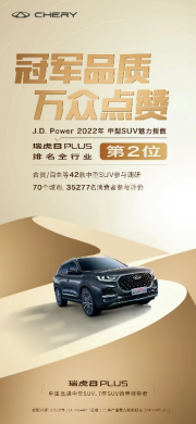 又双叕获奖，瑞虎8 PLUS 产品魅力指数位列J.D. Power前茅